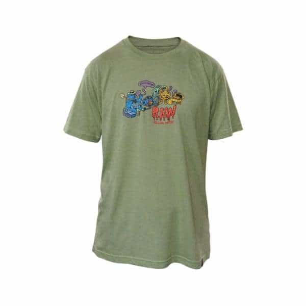 RAW x Ghostshrimp Men’s Green T-Shirt - Smoke Shop Wholesale. Done Right.