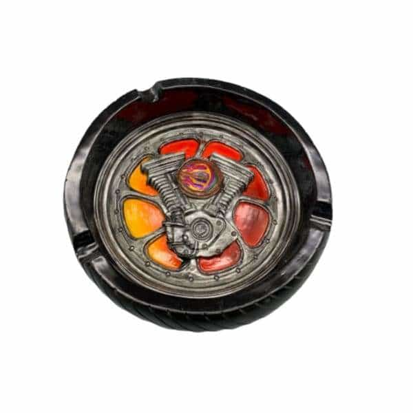 V-Twin Engine/Tire Handmade Ashtray - Smoke Shop Wholesale. Done Right.