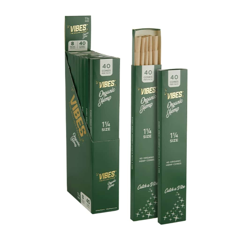 Vibes 1 1/4 Organic Hemp Cones - 40pk - Smoke Shop Wholesale. Done Right.