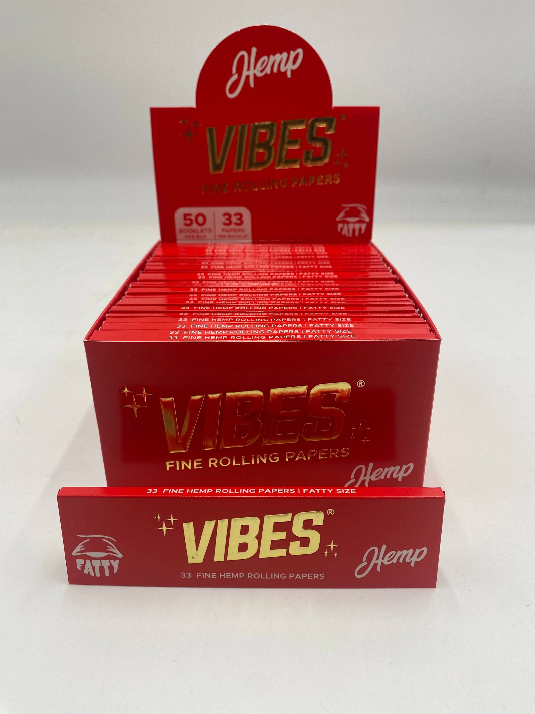 Vibes King Size Fatty Hemp Rolling Papers 50ct Box 33 LPB