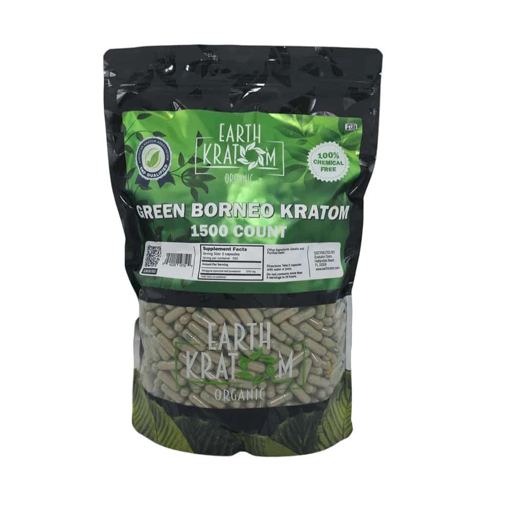 Earth Kratom Green Borneo - 1500ct Kratom Capsules - Smoke Shop Wholesale. Done Right.