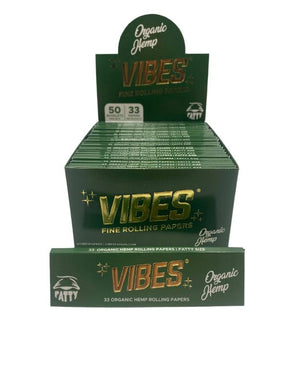 Vibes King Size Fatty Organic Hemp Rolling Papers 50ct Box 33 LPB