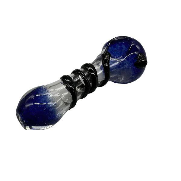 4½" Frit and Clear With Spiral Spoon Glass Hand Pipe