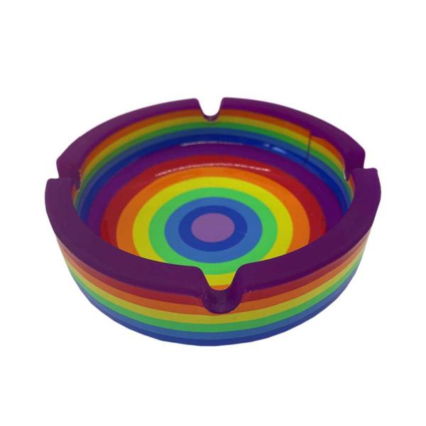 Glass ashtray with rainbow colors