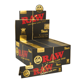 RAW Black Classic Kingsize Slim Display with pack of papers