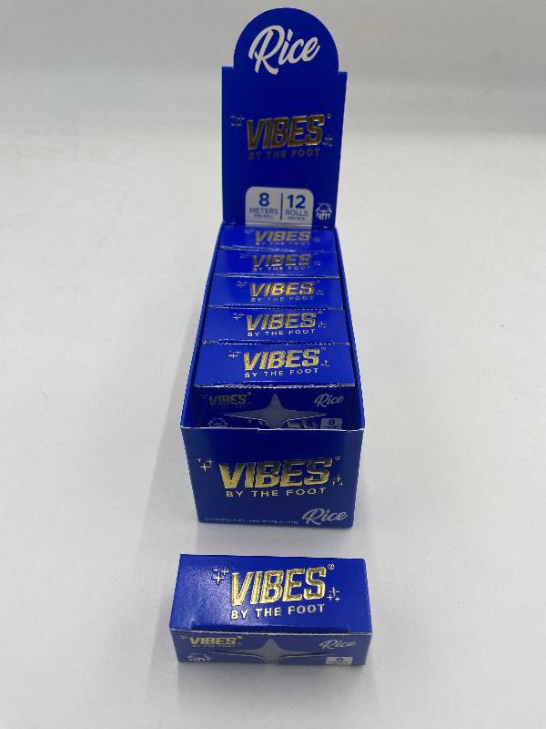 Vibes Fatty By The Foot Rice Rolling Papers 12ct Box 8 Meters Each