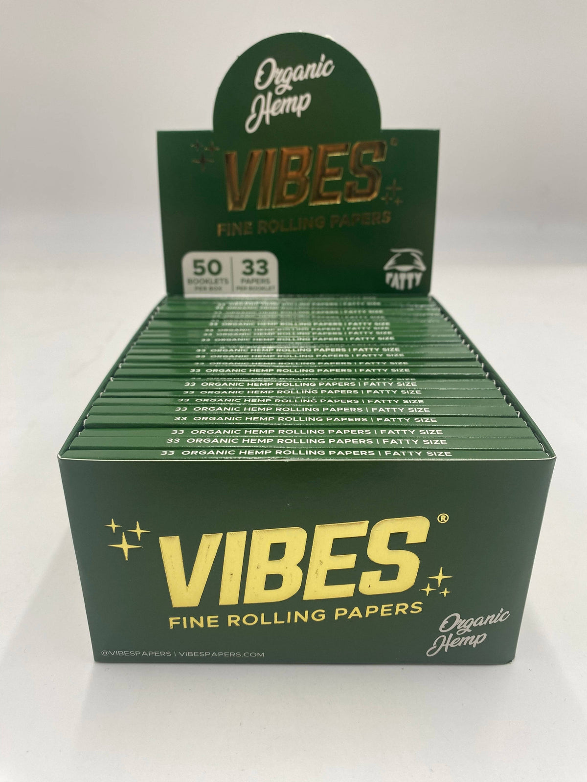 Vibes King Size Fatty Organic Hemp Rolling Papers 50ct Box 33 LPB