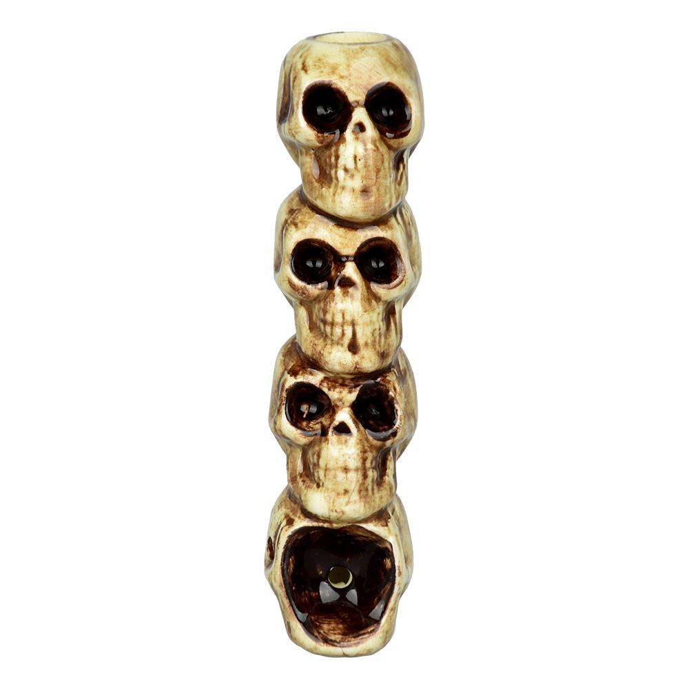 Stacked skulls ceramic handpipe