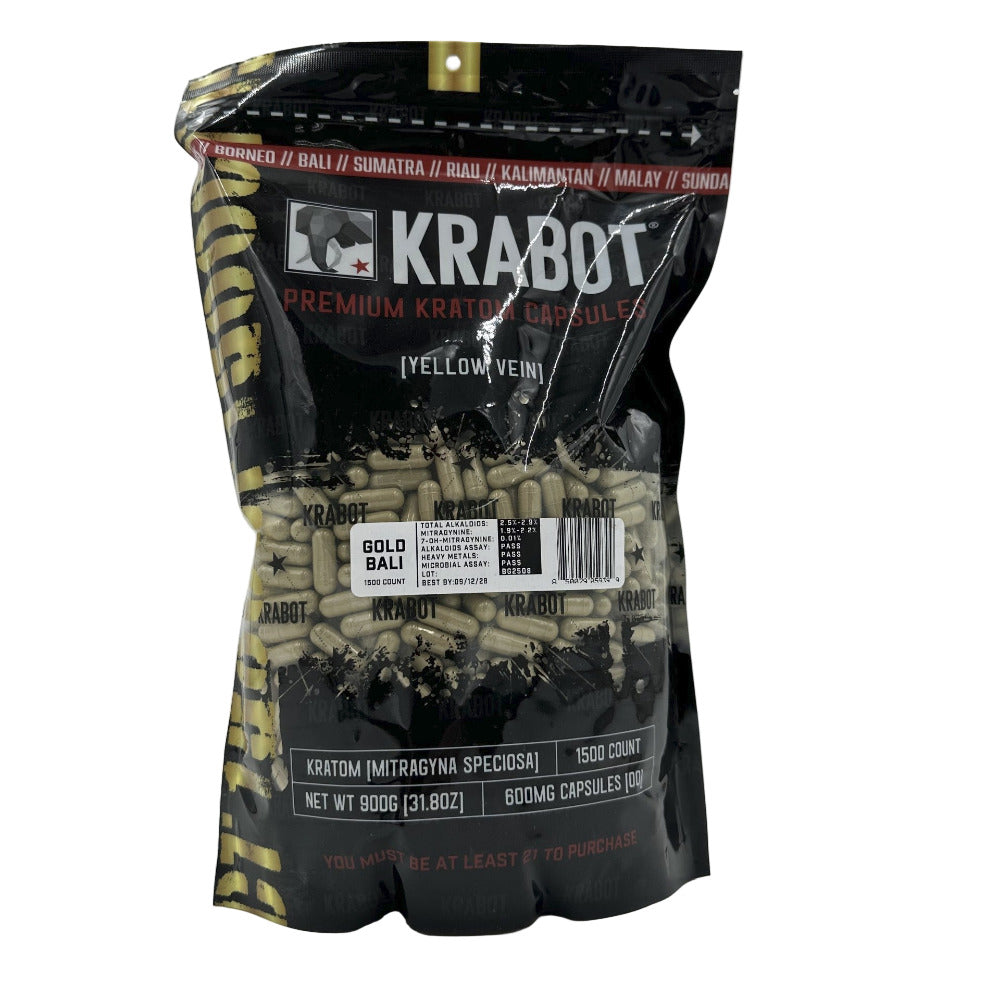 Krabot premium kratом capsules packaging on a white background