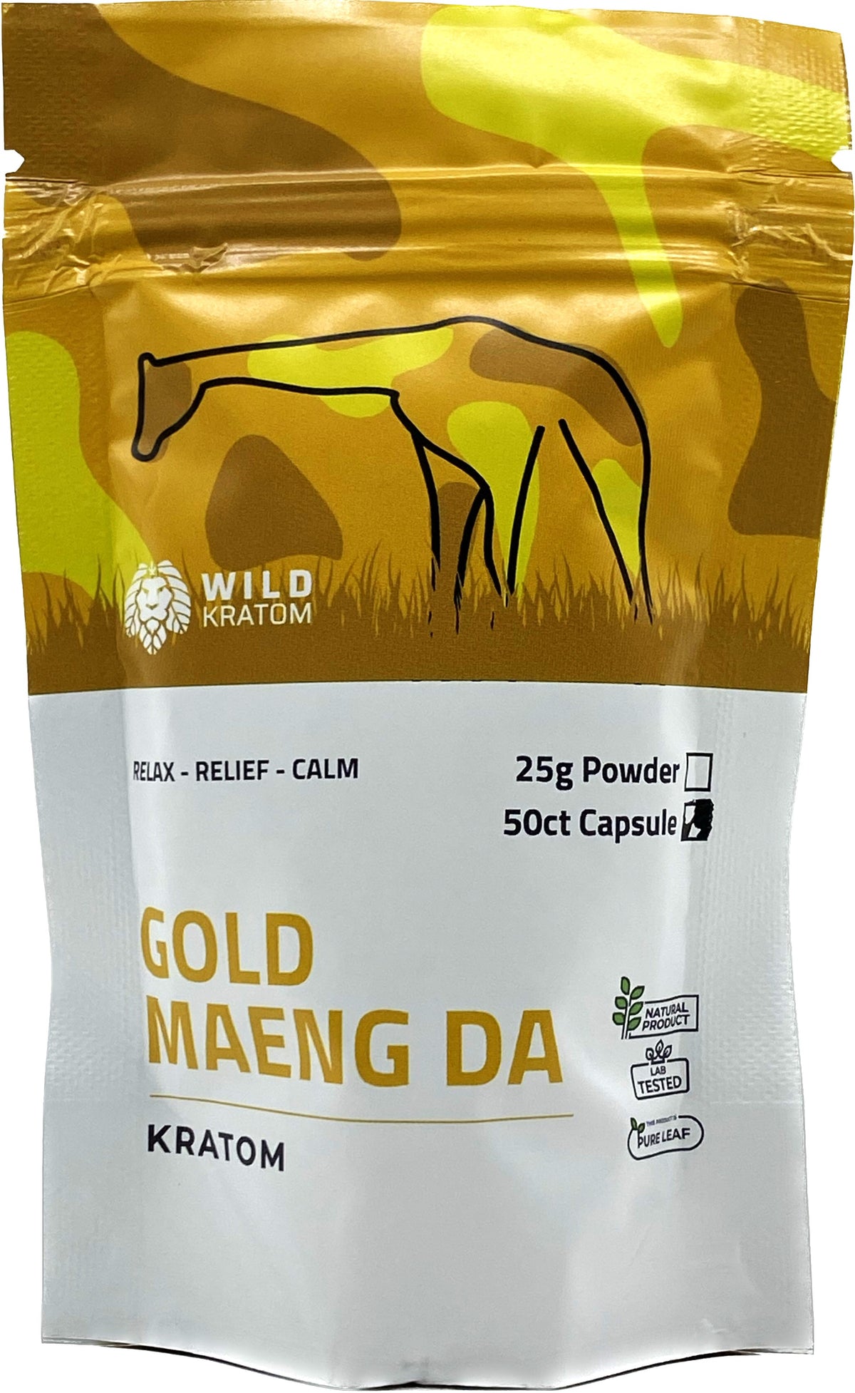 Wild Kratom Gold Maeng Da - 50ct Kratom Capsules