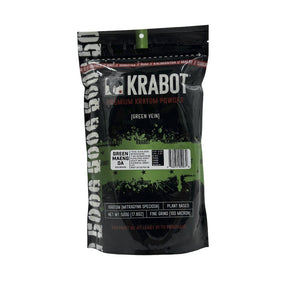 Krabot premium kratом powder packaging on a gray background