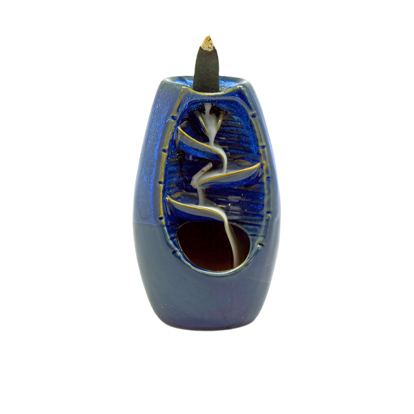 Blue ceramic waterfall backflow incense burner