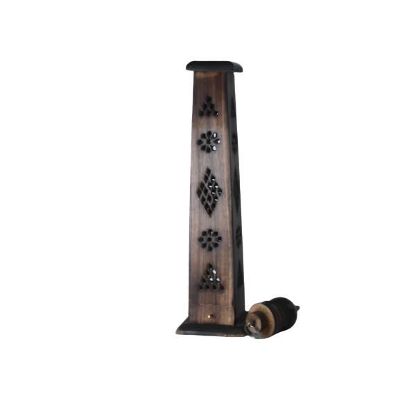 12 inch wooden tower incense burner