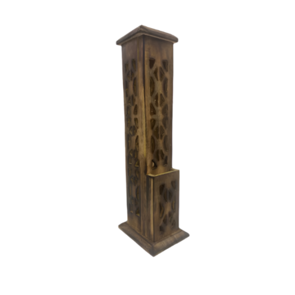 Wooden 12 inch incense burner with incense holder