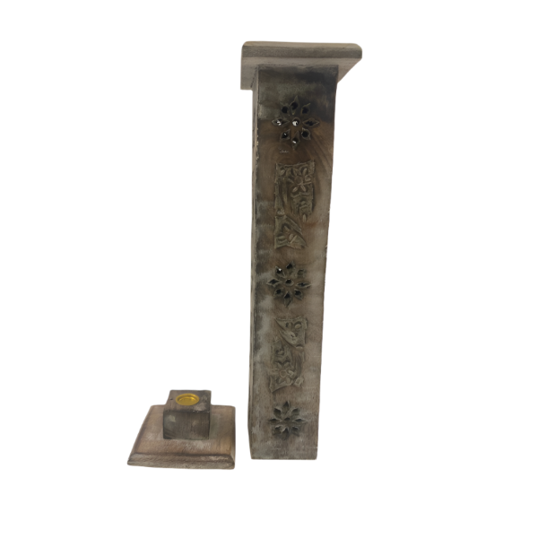 12 inch wooden incense burner with cone holder