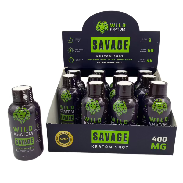 WILD KRATOM SAVAGE KRATOM SHOTS (280MG MIT / 400MG TOTAL) 12 CT DISPLAY