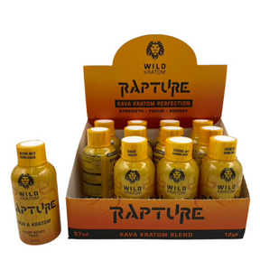 WILD KRATOM RAPTURE KAVA KRATOM SHOTS (400MG KAVA / 200MG MIT) 12 CT DISPLAY