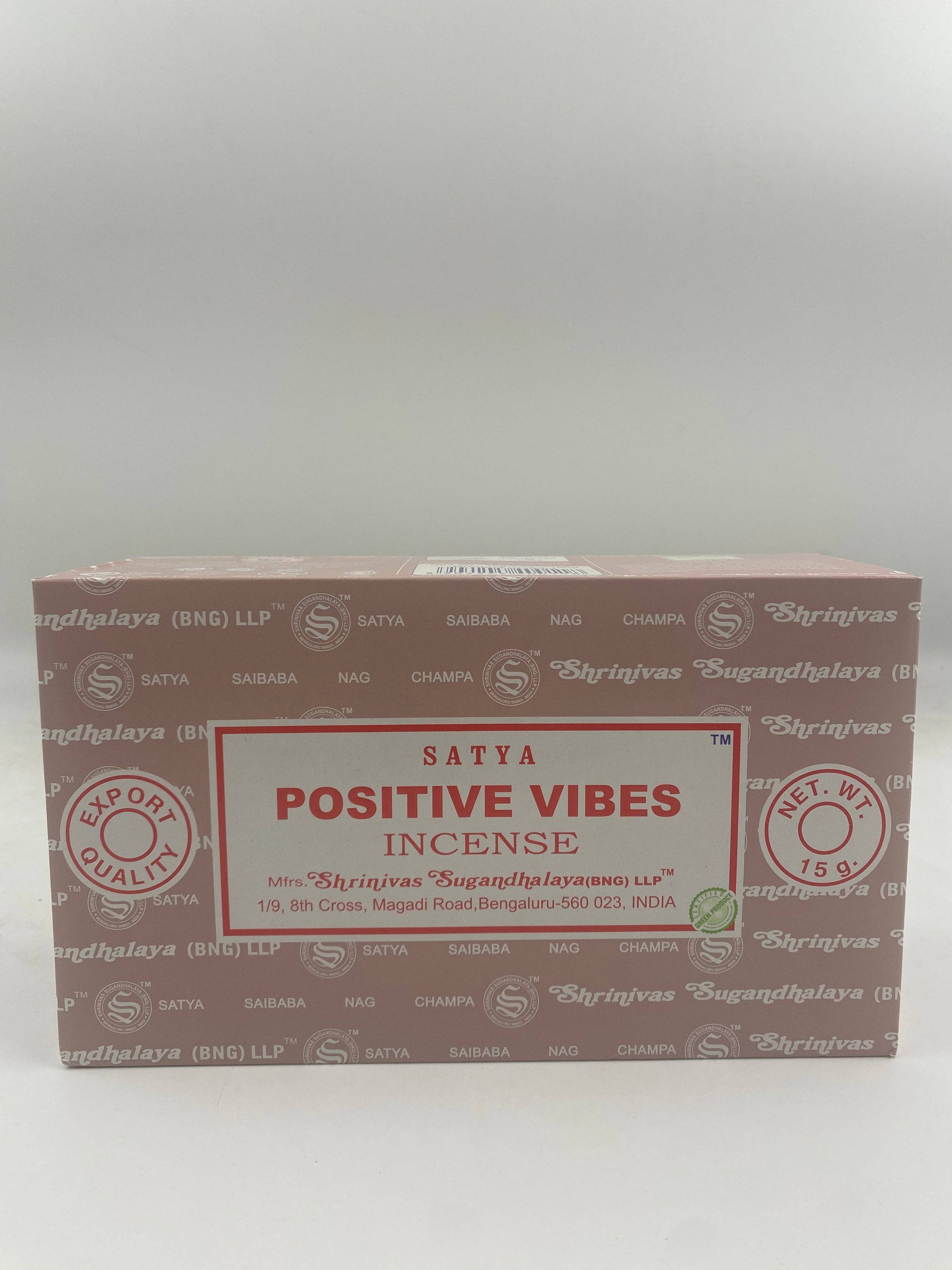 Satya 15g Positive Vibes  Incense Sticks 12 ct Box
