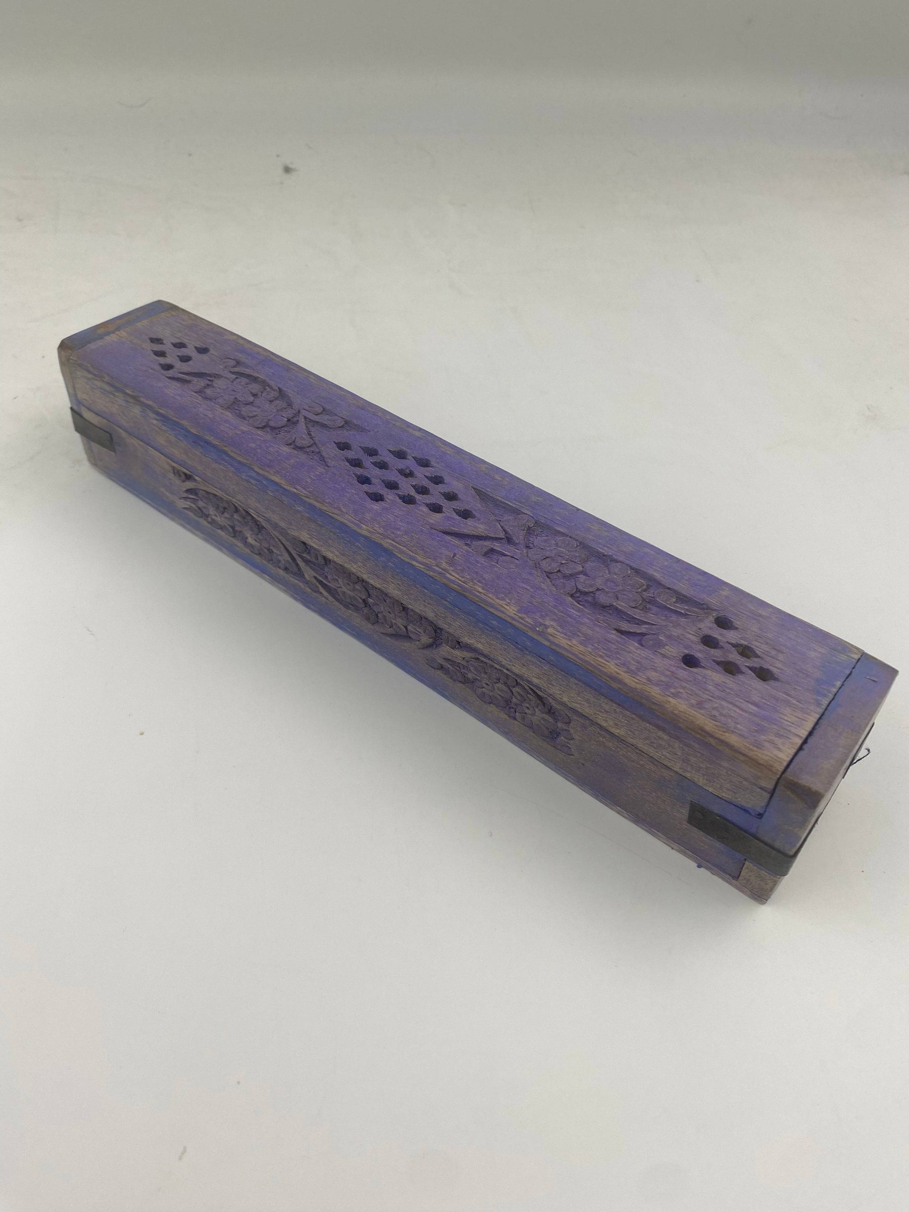 Purple Sanded Coffin Box Incense Burner