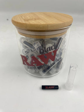 RAW Black Brand Glass Tips 50ct Display Jar