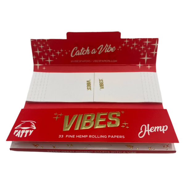 Vibes King Size Fatty Hemp Rolling Papers  W/ Tips  24ct Box 33 LPB