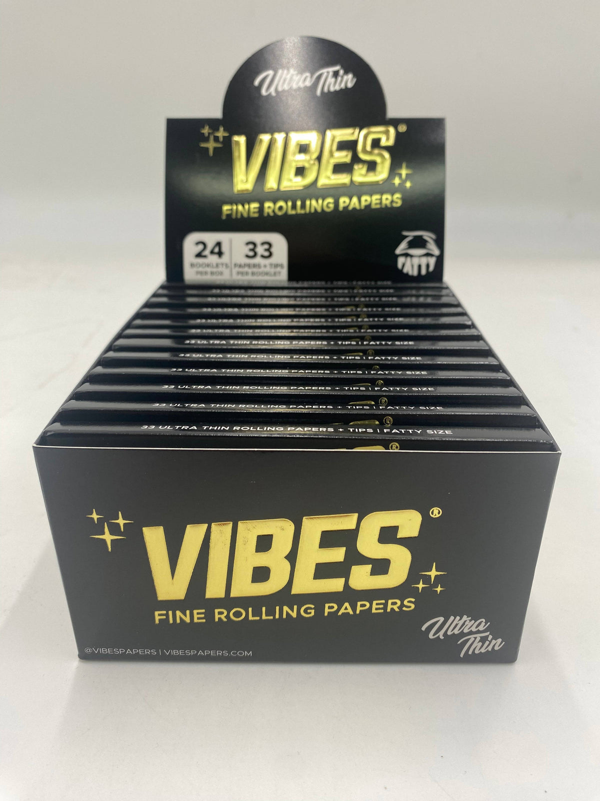 Vibes King Size Fatty Ultra Thin Rolling Papers  W/ Tips  24ct Box 33 LPB
