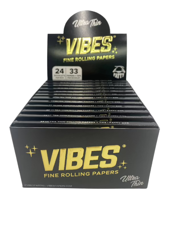 Vibes King Size Fatty Ultra Thin Rolling Papers W/ Tips  24ct Box 33 LPB