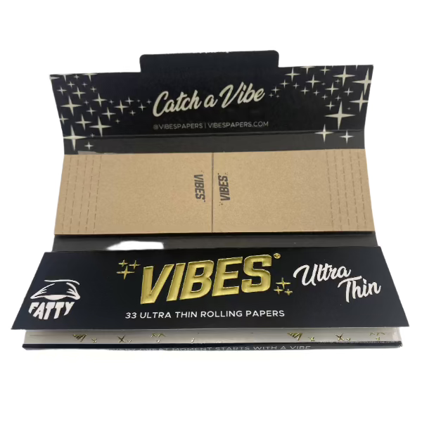 Vibes King Size Fatty Ultra Thin Rolling Papers W/ Tips  24ct Box 33 LPB