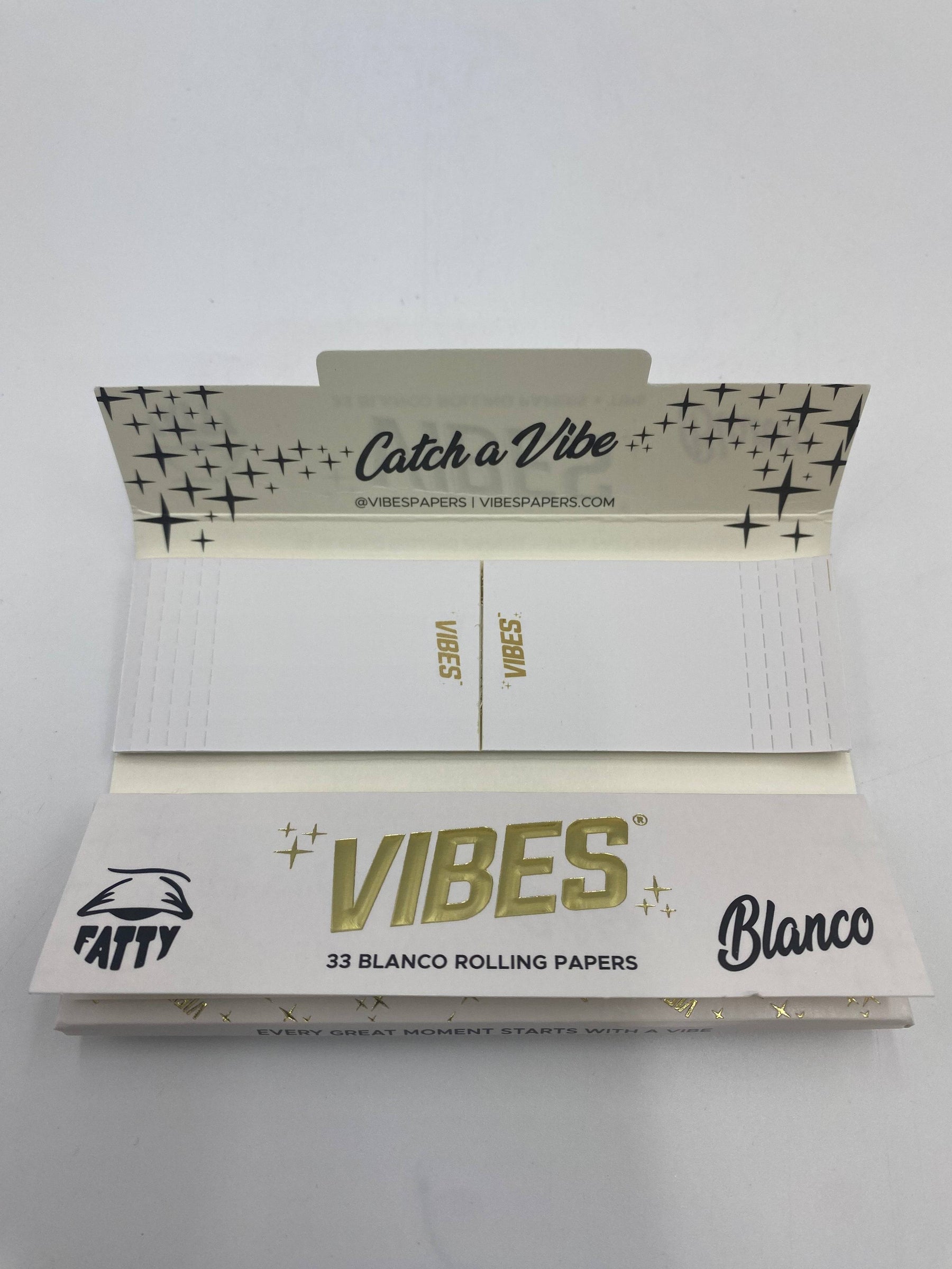 Vibes King Size Fatty Blanco Rolling Papers  W/ Tips  24ct Box 33 LPB