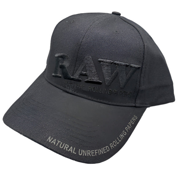 RAW POKER HAT BLACK ON BLACK CURVED BILL