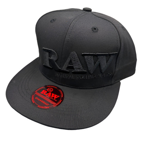 RAW POKER HAT BLACK ON BLACK SNAP BACK (FLAT BILL)