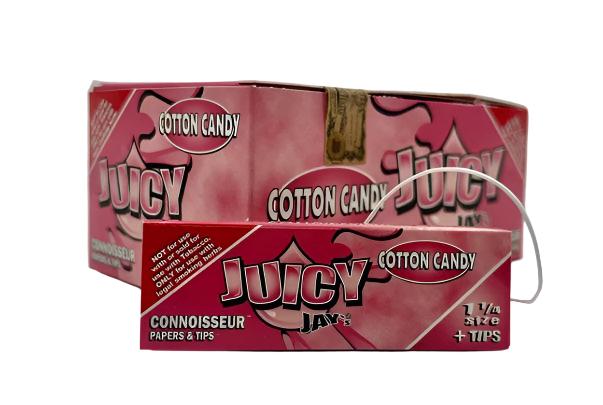 JUICY JAY'S COTTON CANDY 1 1/4 CONNOISSEUR PAPERS W/ TIPS 24 CT BOX