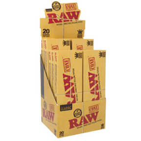 RAW CLASSIC KING SIZE (109MM X 26MM) CONES 20PK 12 CT BOX