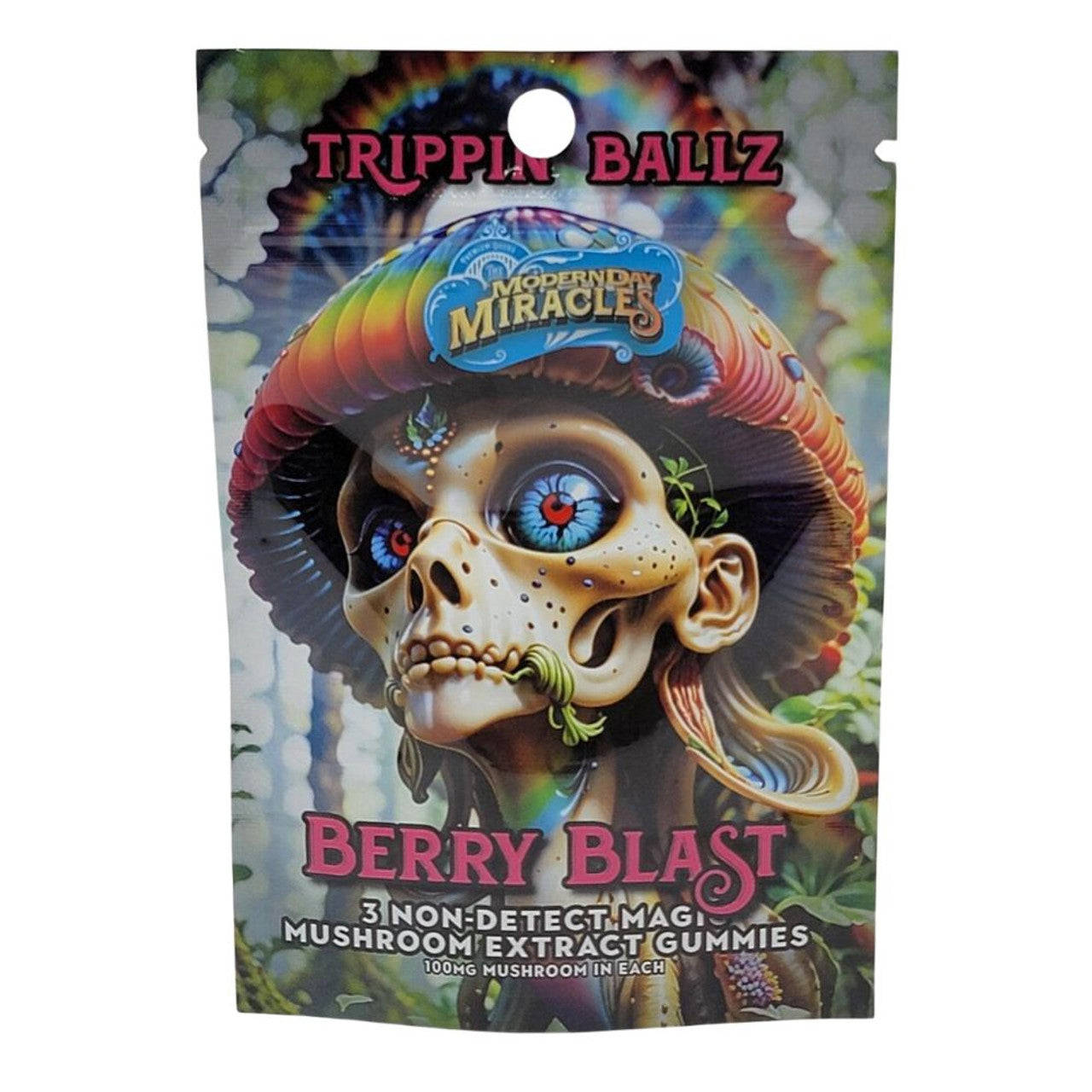 MODERN DAY MIRACLES Trippin' Ballz Non-Detect Magic Mushroom Extract Gummies 100mg 3ct Berry Blast Flavored