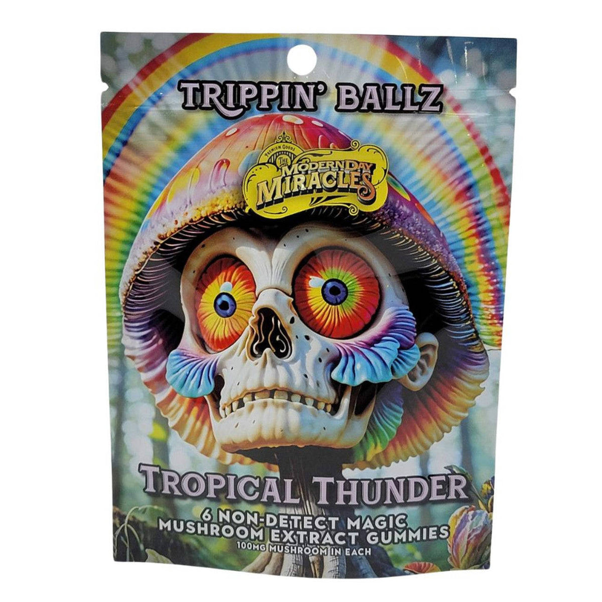 MODERN DAY MIRACLES Trippin' Ballz Non-Detect Magic Mushroom Extract Gummies 100mg 6ct Tropical Thunder Flavored