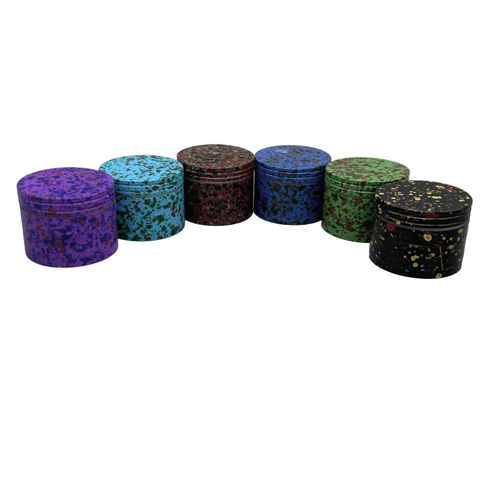 Set of six colorful cylindrical containers on a white background