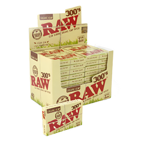 RAW display of organic hemp 300 1 1/4 papers