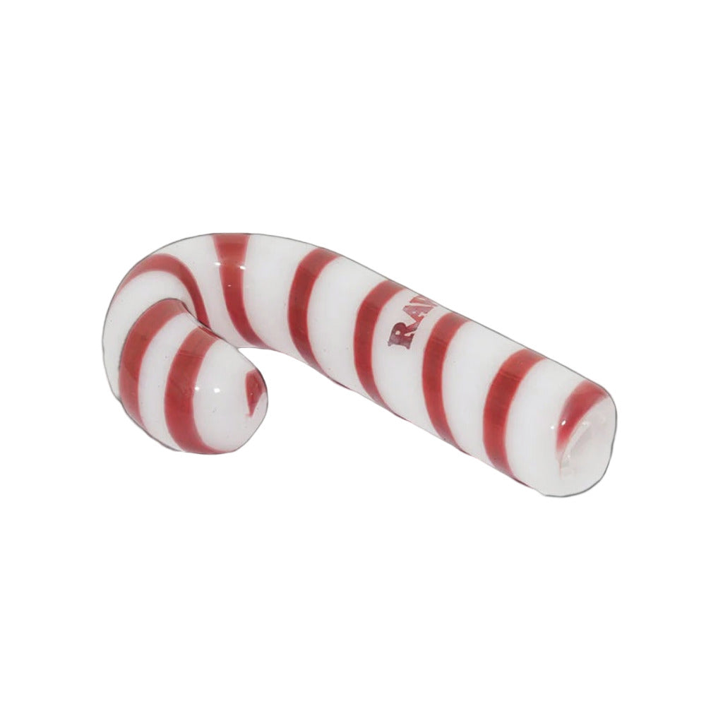 Red and white striped candy cane with 'R&F' branding on a white background