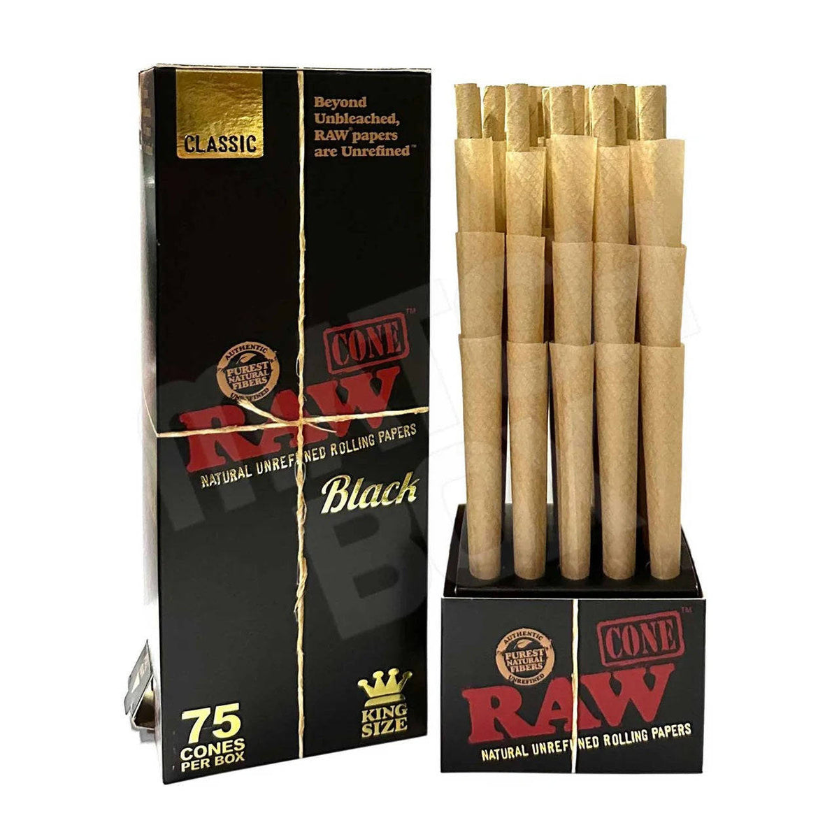 RAW BLACK KING SIZE CONES 75PK