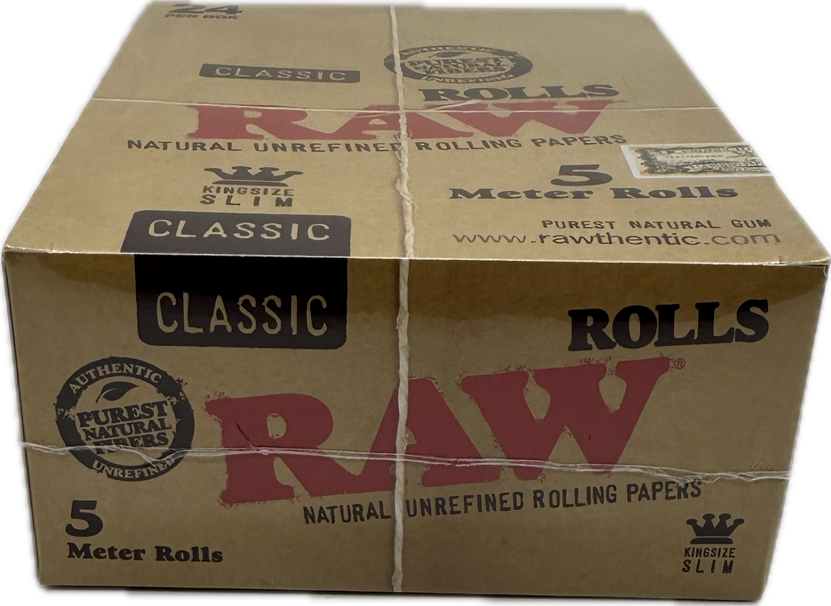 RAW Classic King Size Rolls 5 METERS EACH 24 CT BOX