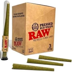 RAW 1 1/4 Pressed Bud Wrap 12ct 3pc  display