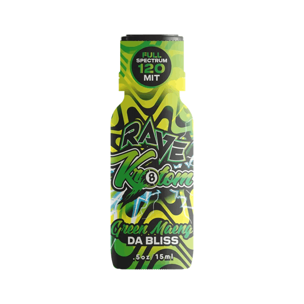 RAVE GREEN MAENG DA BLISS SHOT GREEN TEA FLAVORED 140 MG MIT 15 ML 12 CT DISPLAY