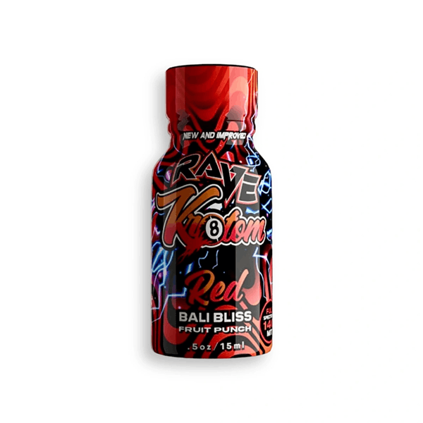 RAVE RED BALI BLISS SHOT FRUIT PUNCH FLAVORED 140 MG MIT 15 ML 12 CT DISPLAY