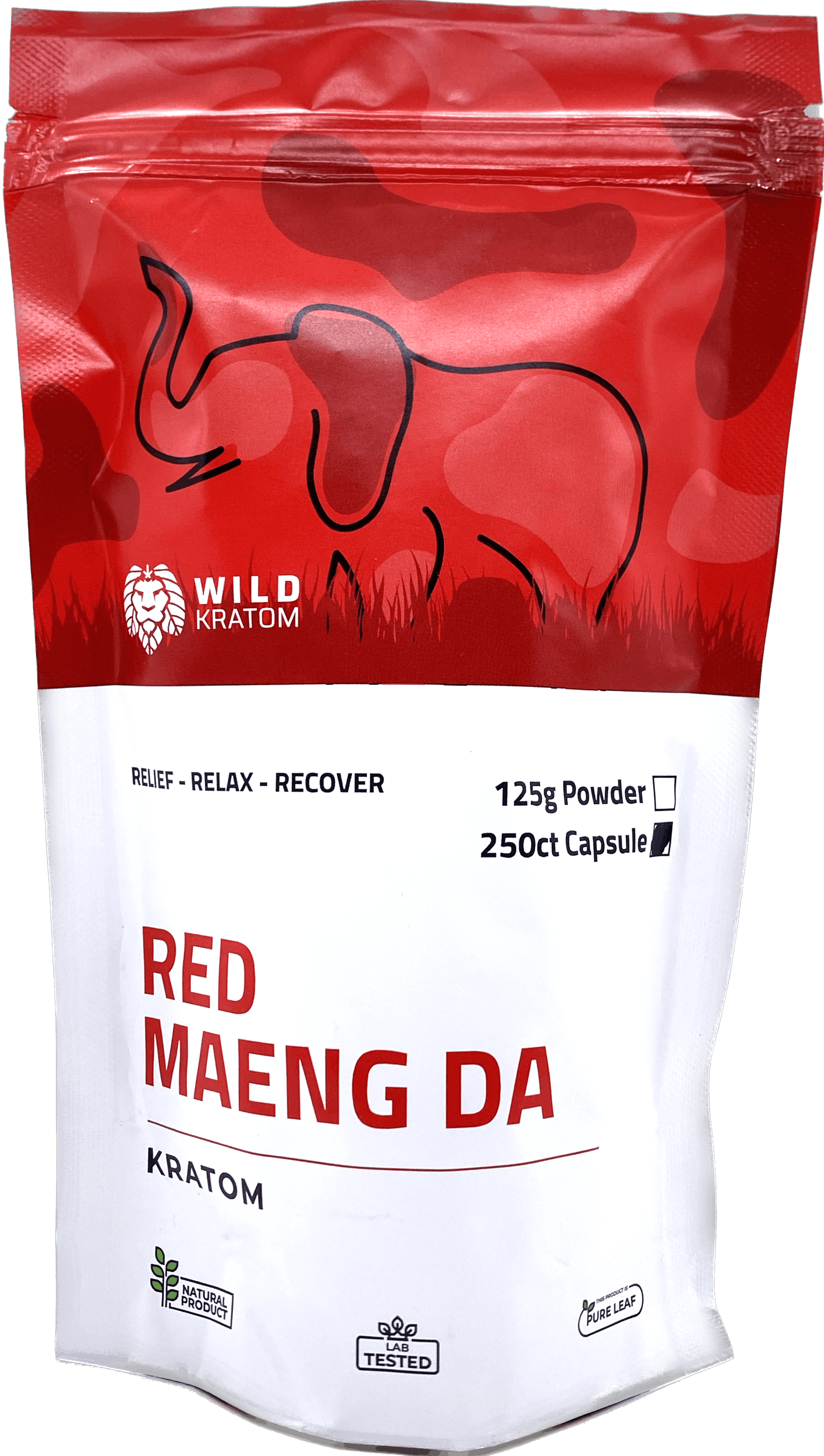 Wild Kratom Red Maeng Da - 250ct Kratom Capsules