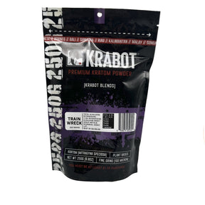 Krabot Premium Kratom Powder package on a gray background
