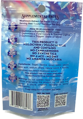 MODERN DAY MIRACLES Trippin' Ballz Non-Detect Magic Mushroom Extract Gummies 100mg 3ct Blueberry Flavored