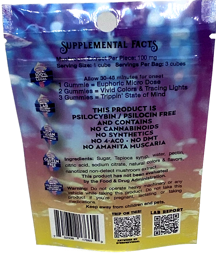 MODERN DAY MIRACLES Trippin' Ballz Non-Detect Magic Mushroom Extract Gummies 100mg 3ct Pineapple Flavored