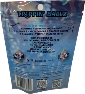 MODERN DAY MIRACLES Trippin' Ballz Non-Detect Magic Mushroom Extract Gummies 100mg 6ct Blueberry Flavored