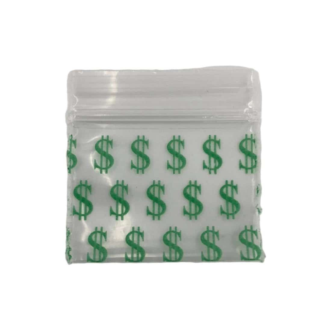 Apple Brand 1 1/4’’x1’’ Dollar Sign Ziplock Bag - Smoke Shop Wholesale. Done Right.