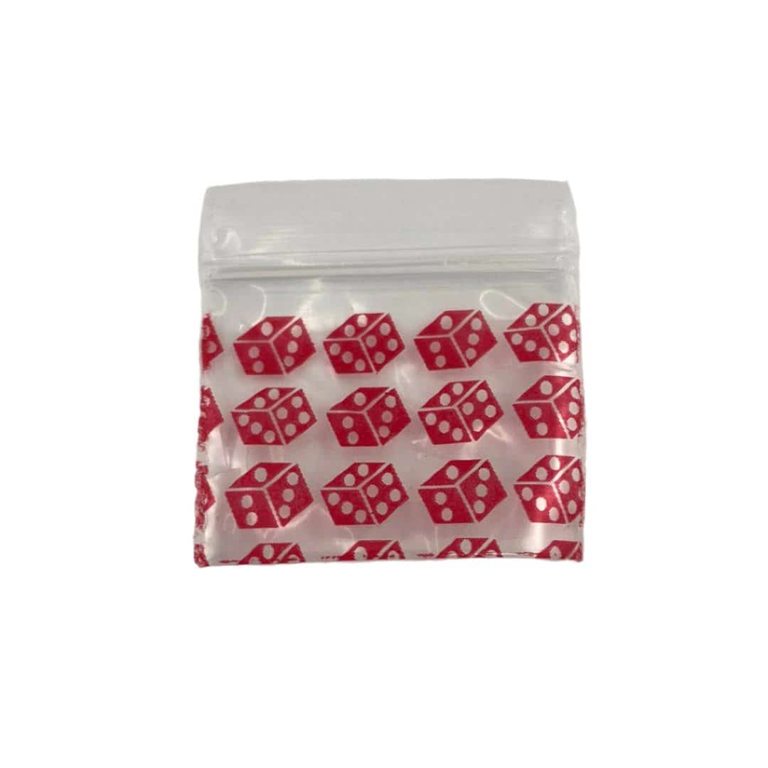 Apple Brand 1 1/4’’x1’’ Red Dice Ziplock Bag - Smoke Shop Wholesale. Done Right.